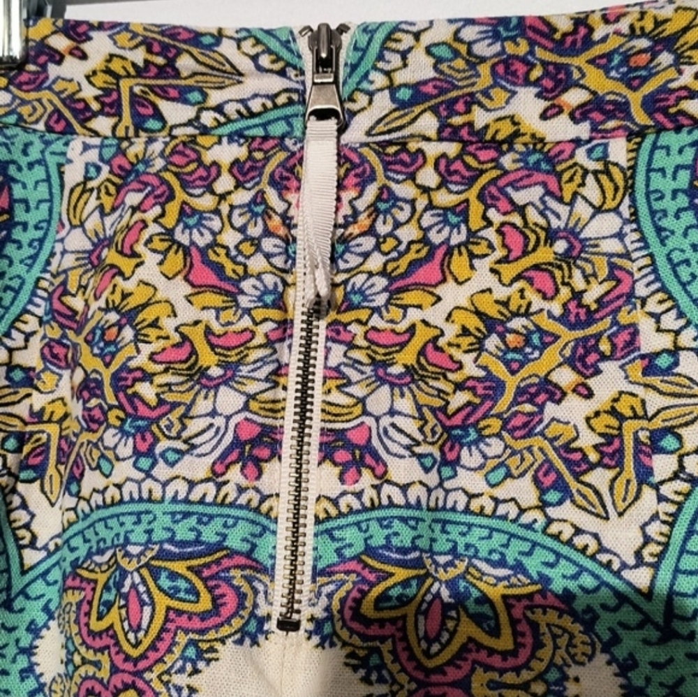 🔥Maeve Anthro. Manolya Multicolor Pattern Linen Blend Women's Pencil Skirt Sz-0 - Picture 6 of 8